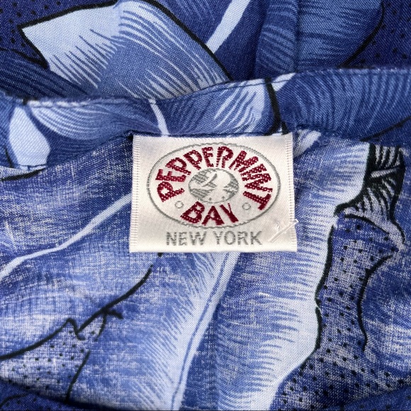 Peppermint Bay New York Sleeveless Blue Tropical Leaf Print Dress Womens Small - Picture 2 of 8